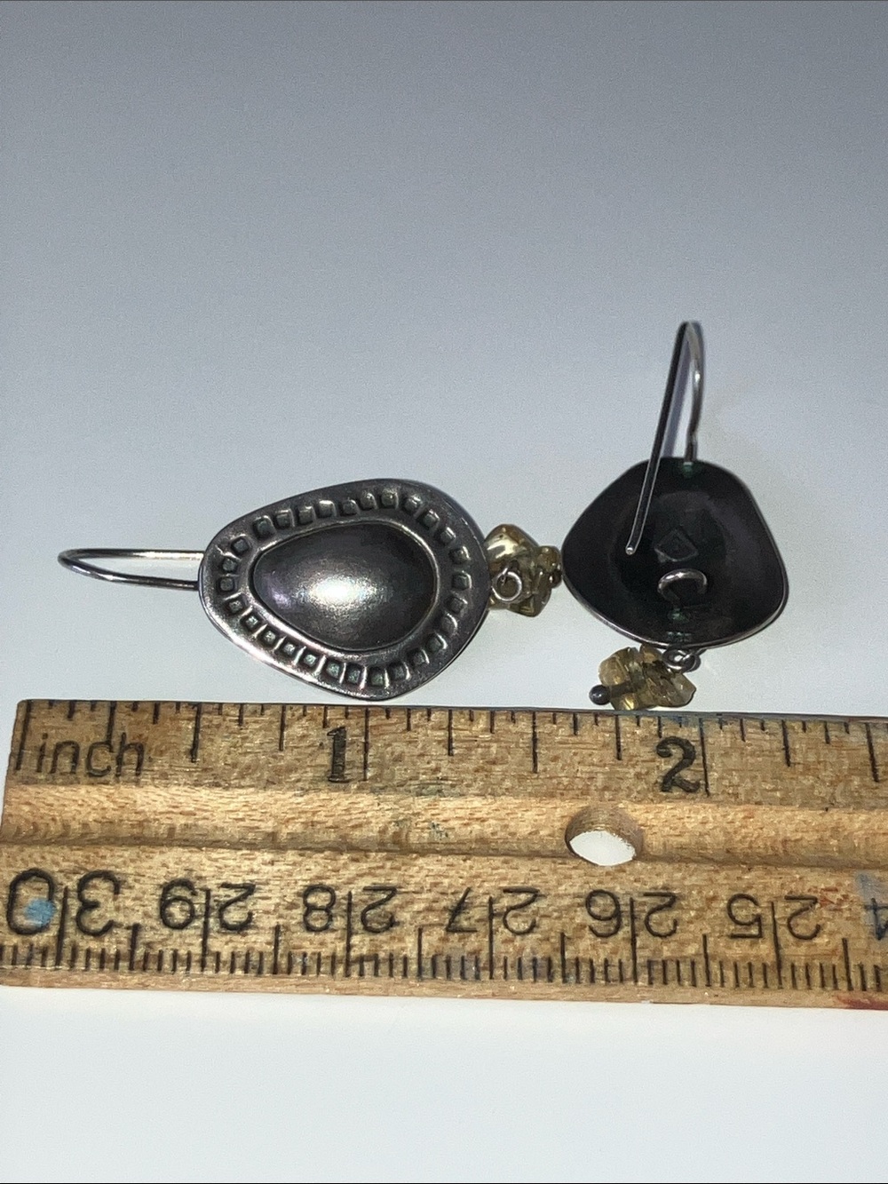 Silpada Sterling-Style Teardrop Earrings with Citrine Chip Drops - Picture 6 of 6